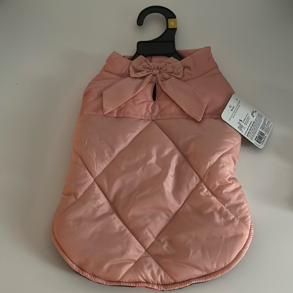 Doggie jacket pink with bow small